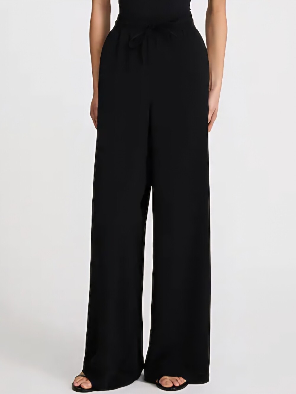 Express High Waisted Black Wide-Leg Drawstring Pull On Pant